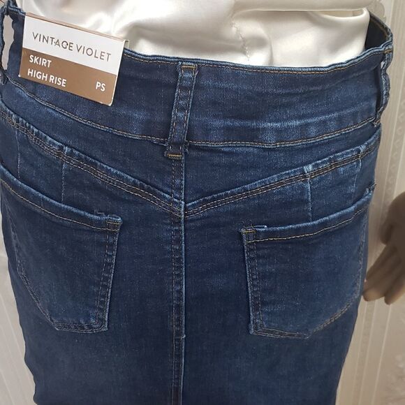 Vintage Violet Distressed Denim Skirt - Picture 3 of 6